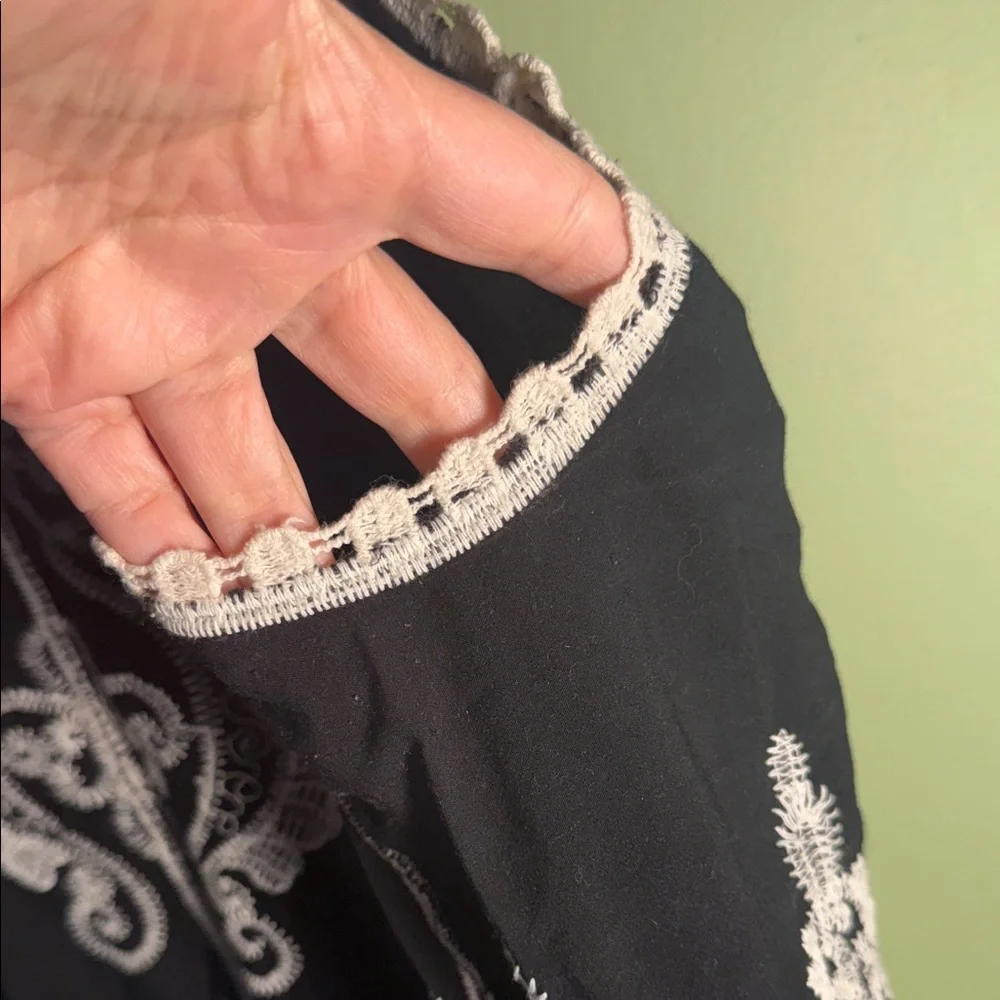 Ultra Pink Black Tank Top with White Crochet & Embroidery - Picture 9 of 11
